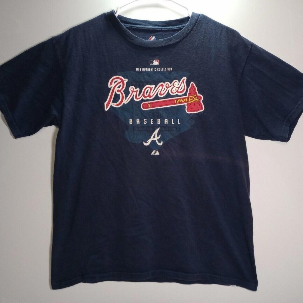Majestic Atlanta Braves Baseball Team MLB Authentic Edition T-Shirt Size XL